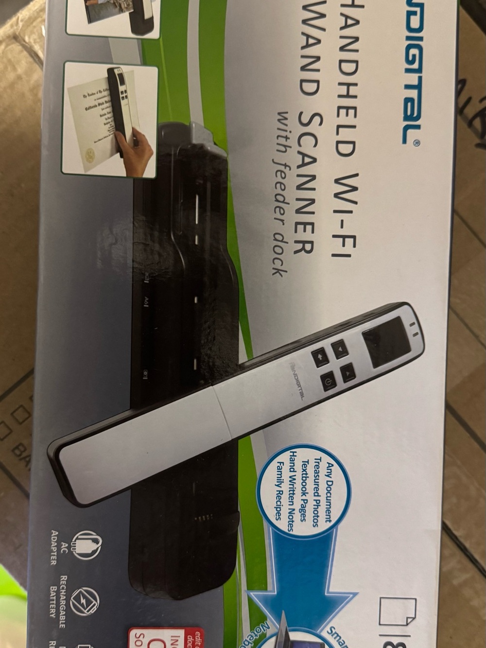 PanDigital 8.5x14.0” Handheld Wireless Scanner wand with Feeder Dock. New in Box